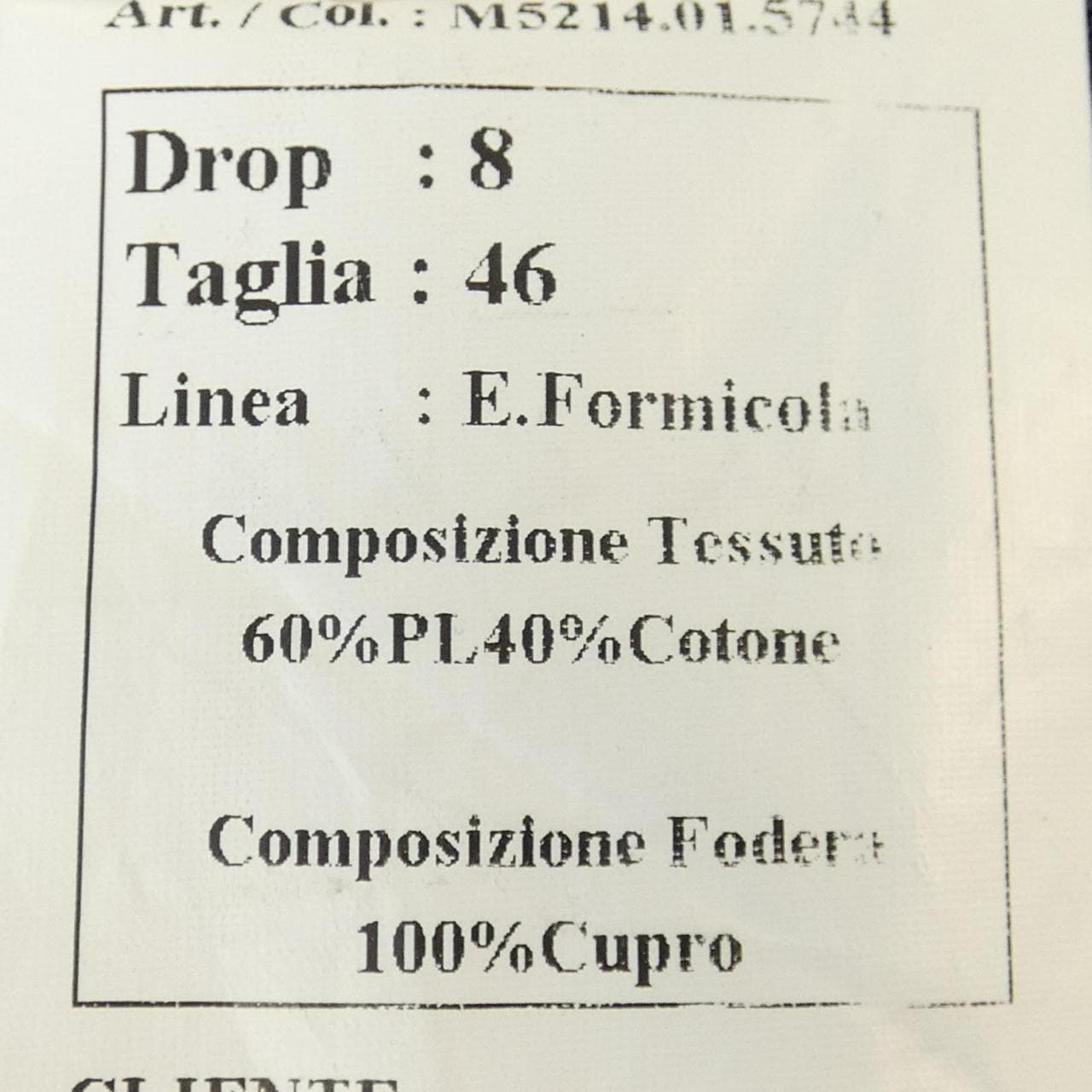 エリッコフォルミコラ ERRICO FORMICOLA ジャケット