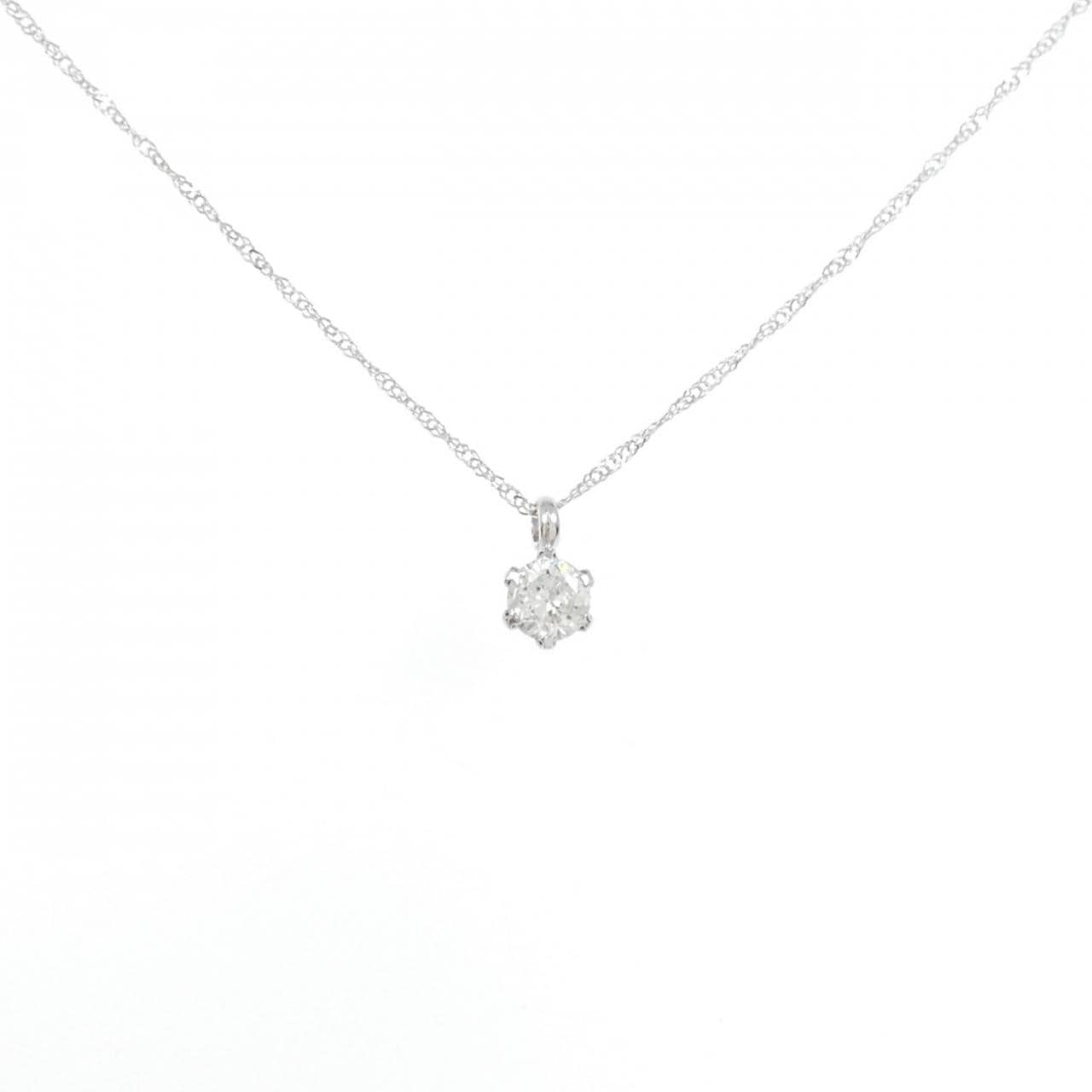 K18WG/750WG ソリティア ダイヤモンド ネックレス 0.2CT