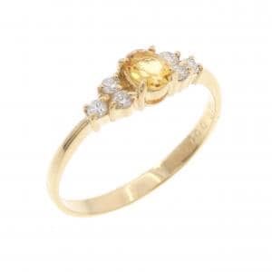 K18YG シトリン リング 0.16CT