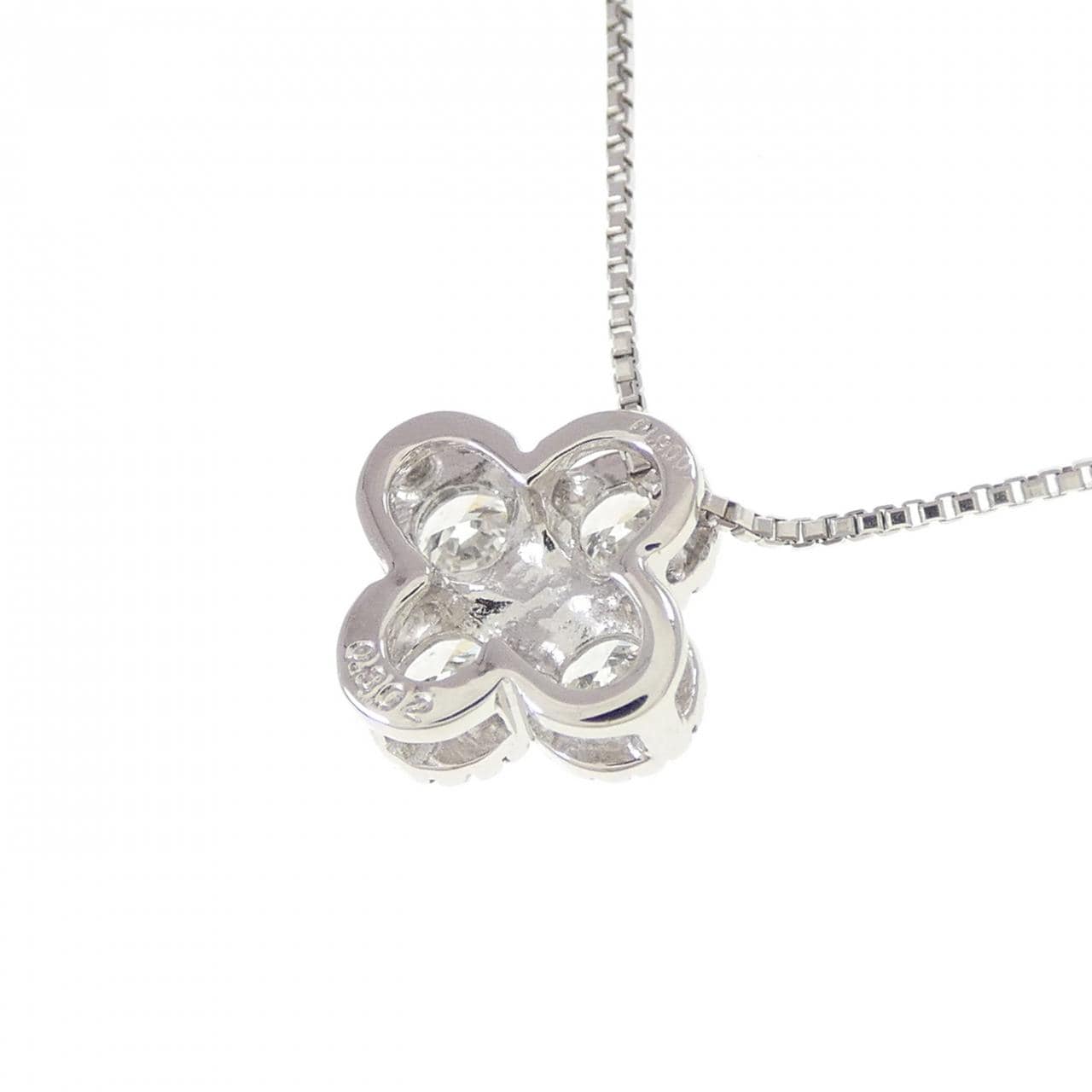 【新品】PT900/PT850 フラワー ダイヤモンド ネックレス 0.302CT