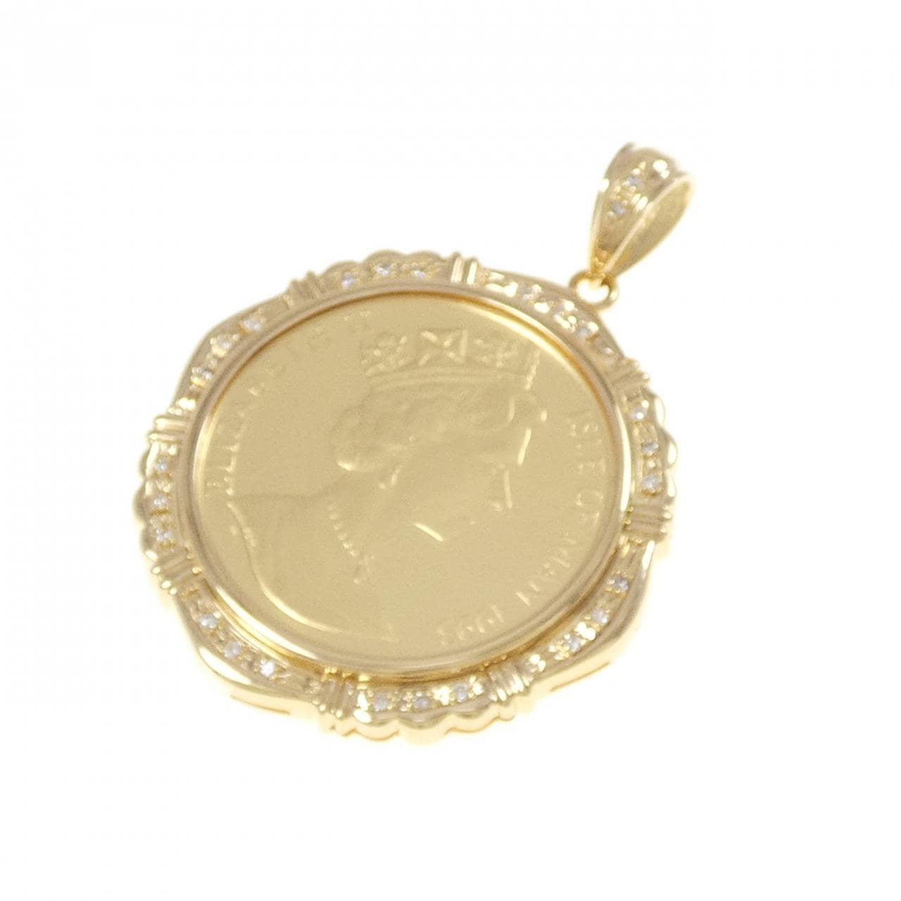 K18YG (frame) Diamond coin pendant 0.20CT