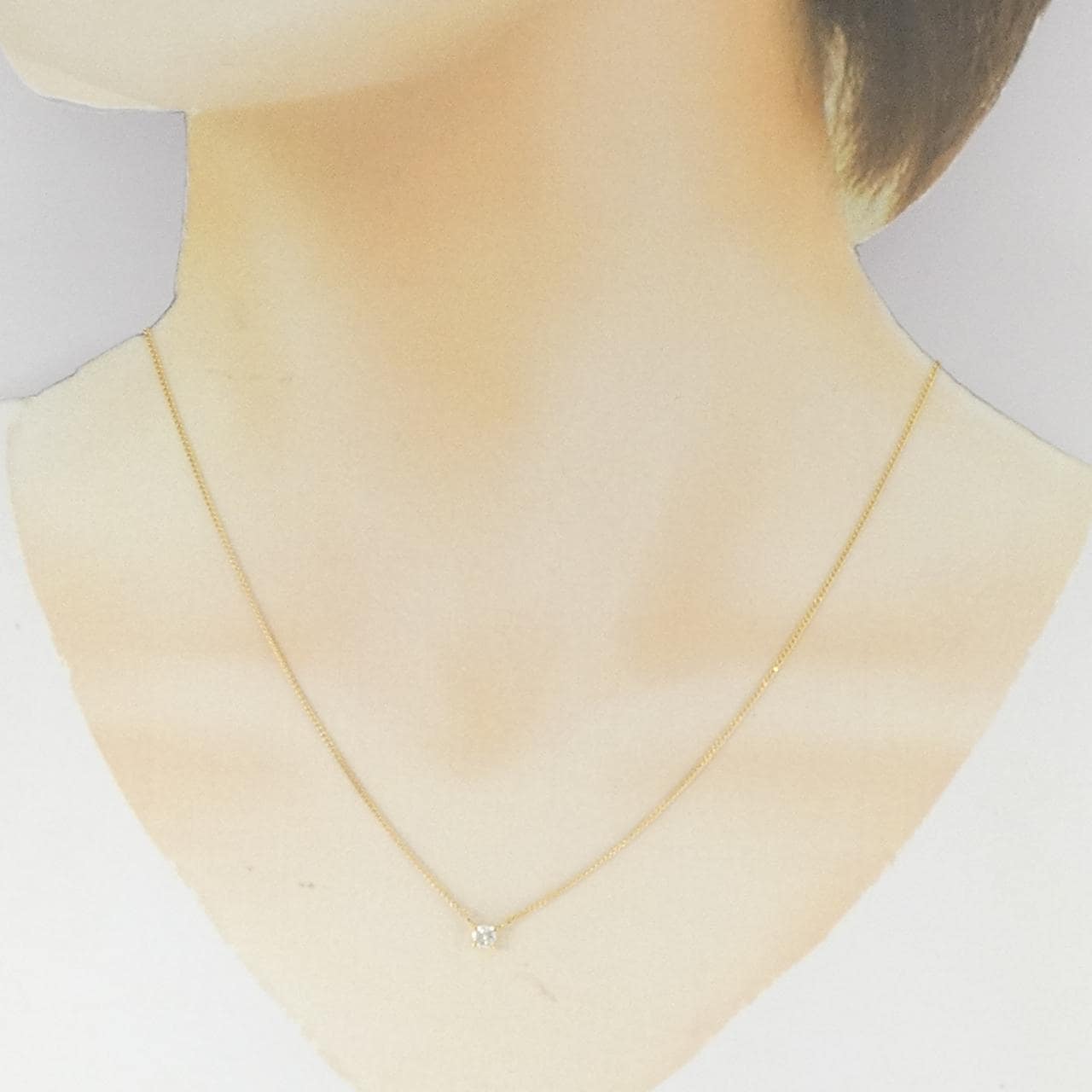 K18YG ソリティア ダイヤモンド ネックレス 0.16CT