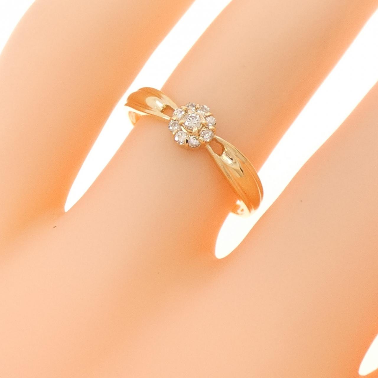 K18YG フラワー ダイヤモンド リング 0.10CT