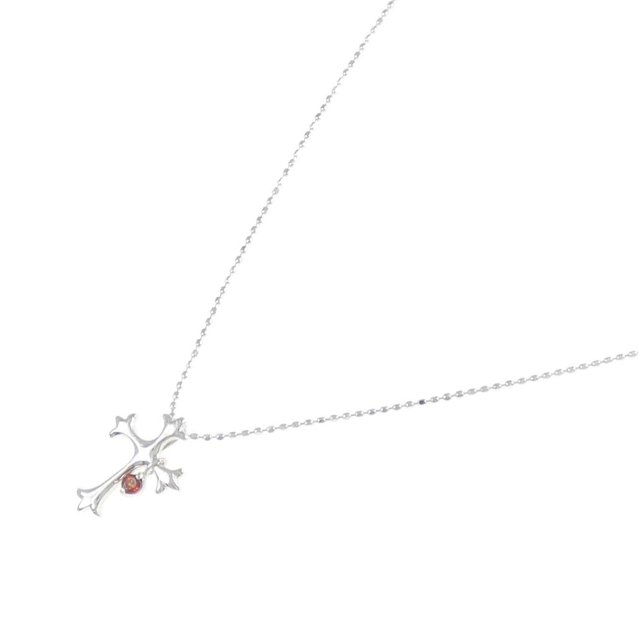 K18WG クロス ガーネット ネックレス