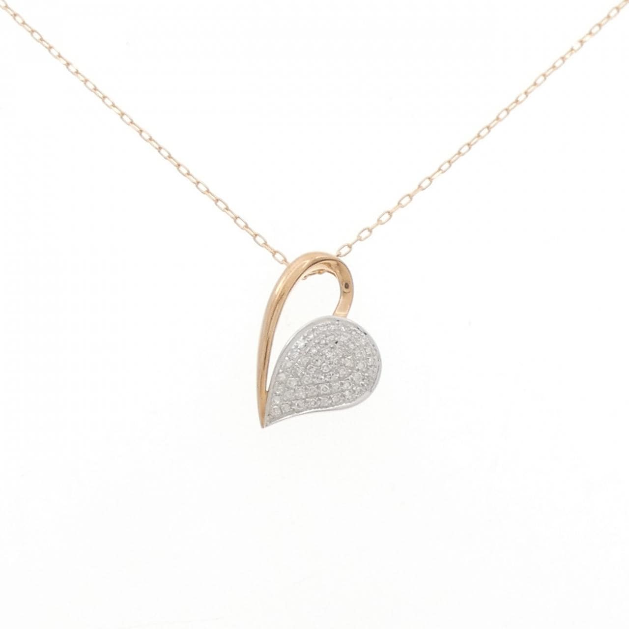 K18PG/K18WG ハート ダイヤモンド ネックレス 0.18CT