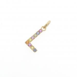 【新品】K18YG イニシャルL サファイヤ ペンダント 0.14CT