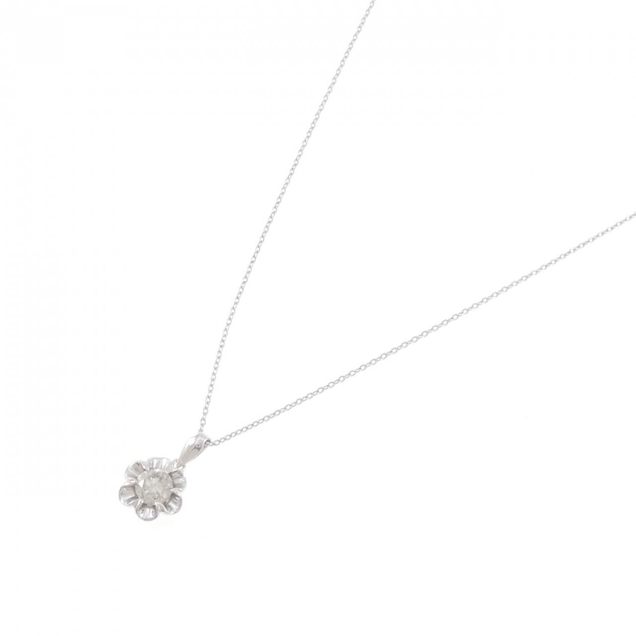 K18WG フラワー ダイヤモンド ネックレス 0.45CT
