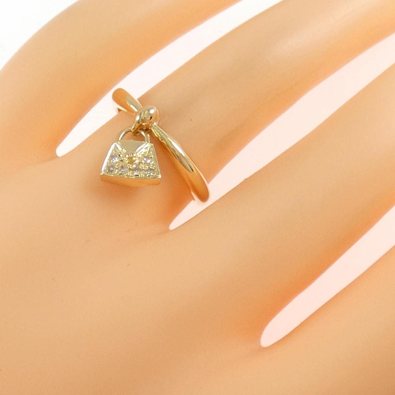 K18YG バッグ ダイヤモンド リング