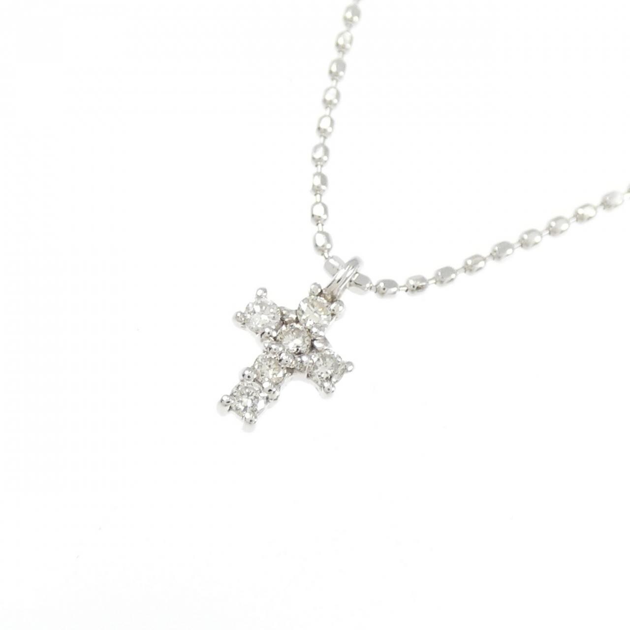K18WG クロス ダイヤモンド ネックレス 0.06CT