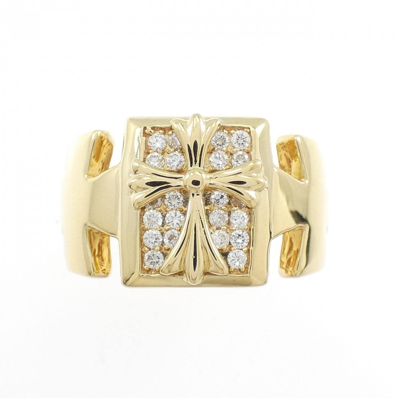 K18YG クロス ダイヤモンド リング 0.25CT