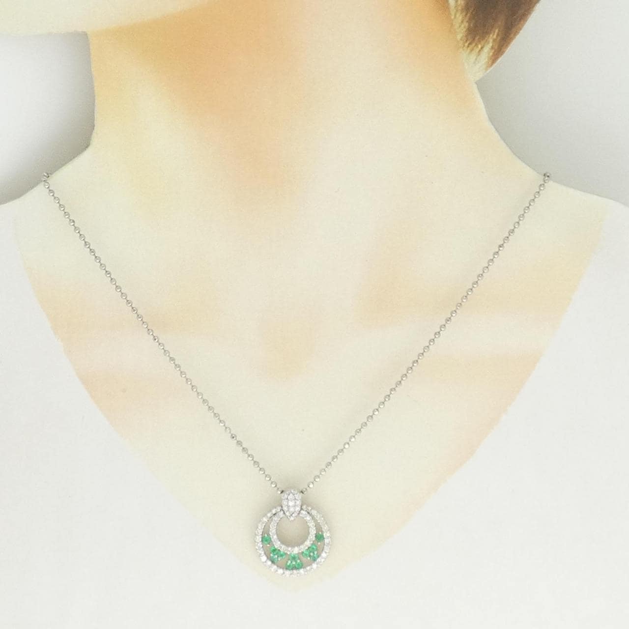 PT900/PT850 エメラルド ネックレス 0.53CT
