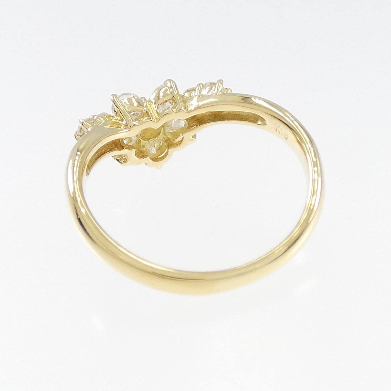 K18YG フラワー ダイヤモンド リング 0.53CT