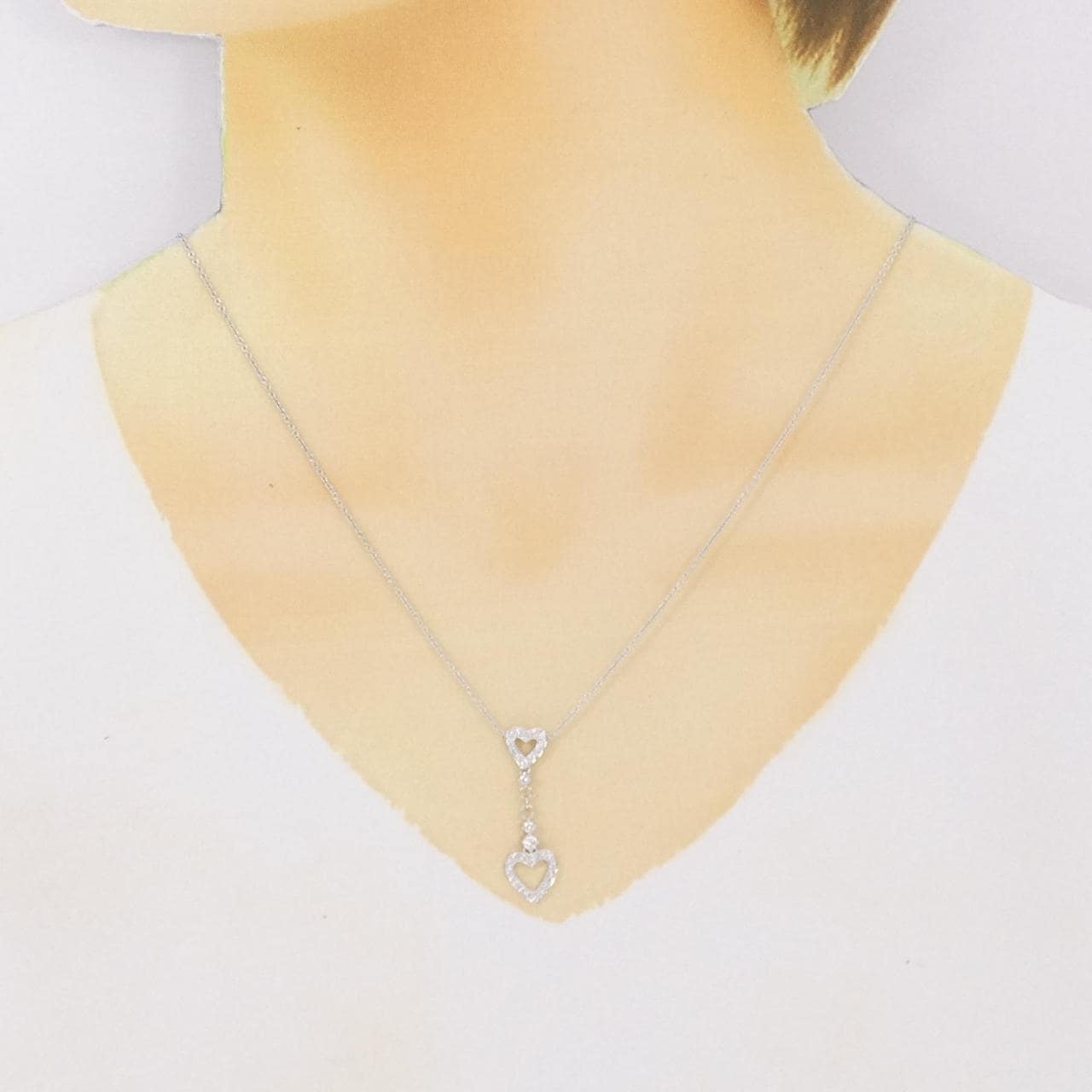 K18WG ハート ダイヤモンド ネックレス 0.25CT
