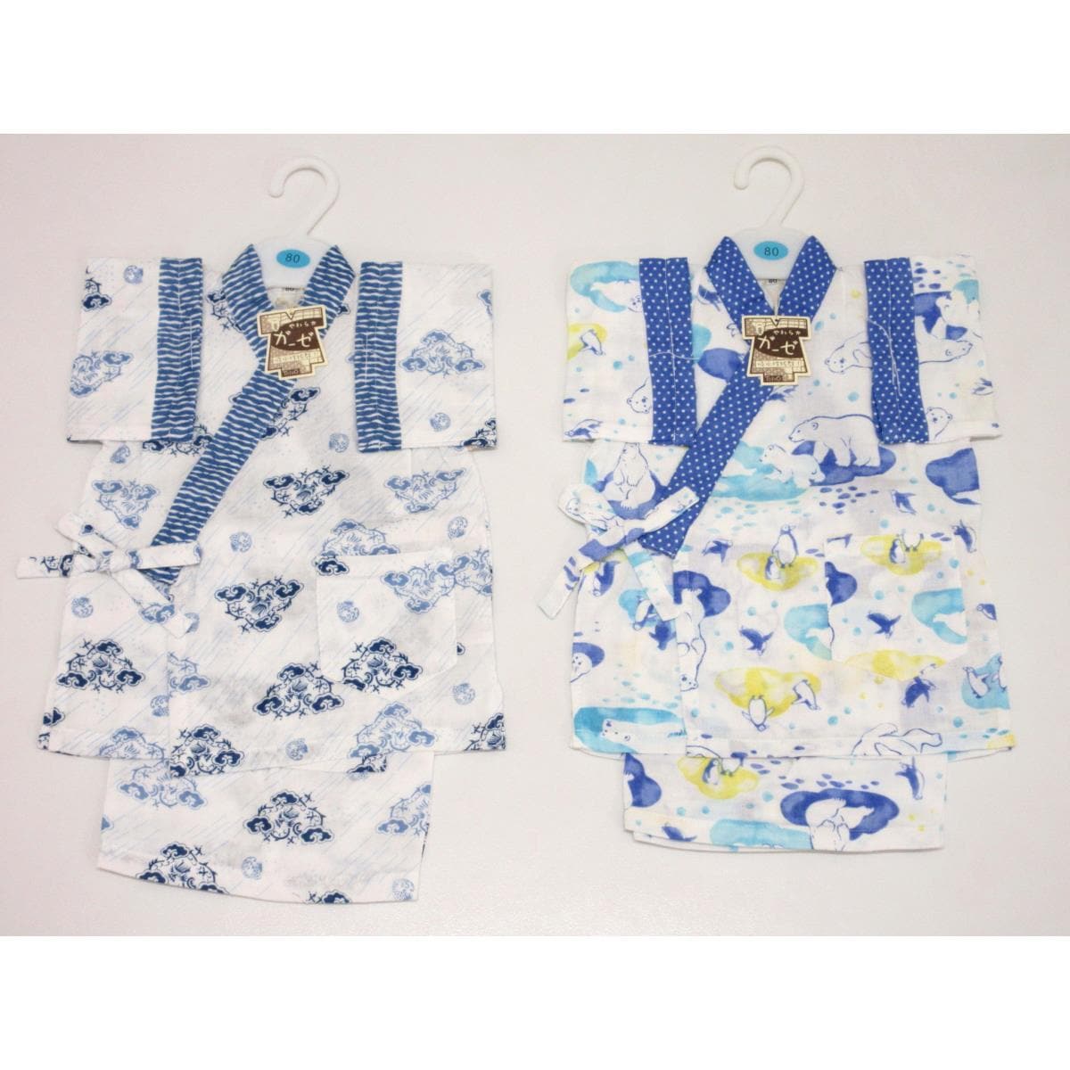 【未使用品】子供　ガーゼ甚平　２枚セット　８０ｃｍ