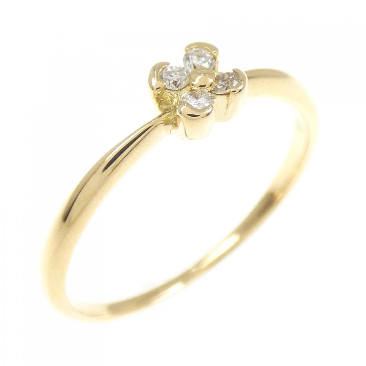 K18YG フラワー ダイヤモンド リング 0.07CT