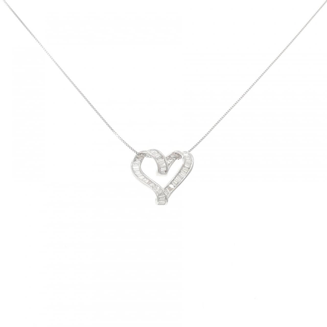 K18WG ハート ダイヤモンド ネックレス 0.40CT
