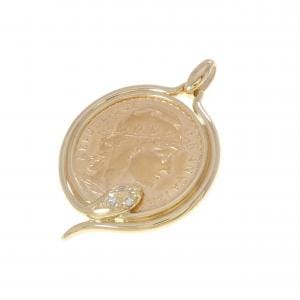 750YG(枠) ダイヤモンド コイン ペンダント 0.03CT