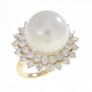 K18YG 白蝶パール リング 13.8mm