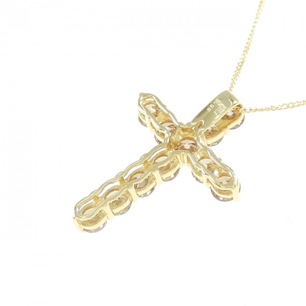 K18YG クロス ダイヤモンド ネックレス 0.90CT