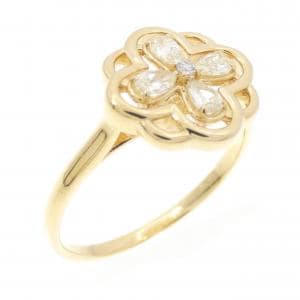 【新品】K18YG フラワー ダイヤモンド リング 0.23CT