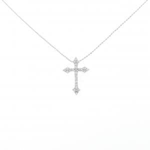 K18WG/750WG クロス ダイヤモンド ネックレス 0.20CT