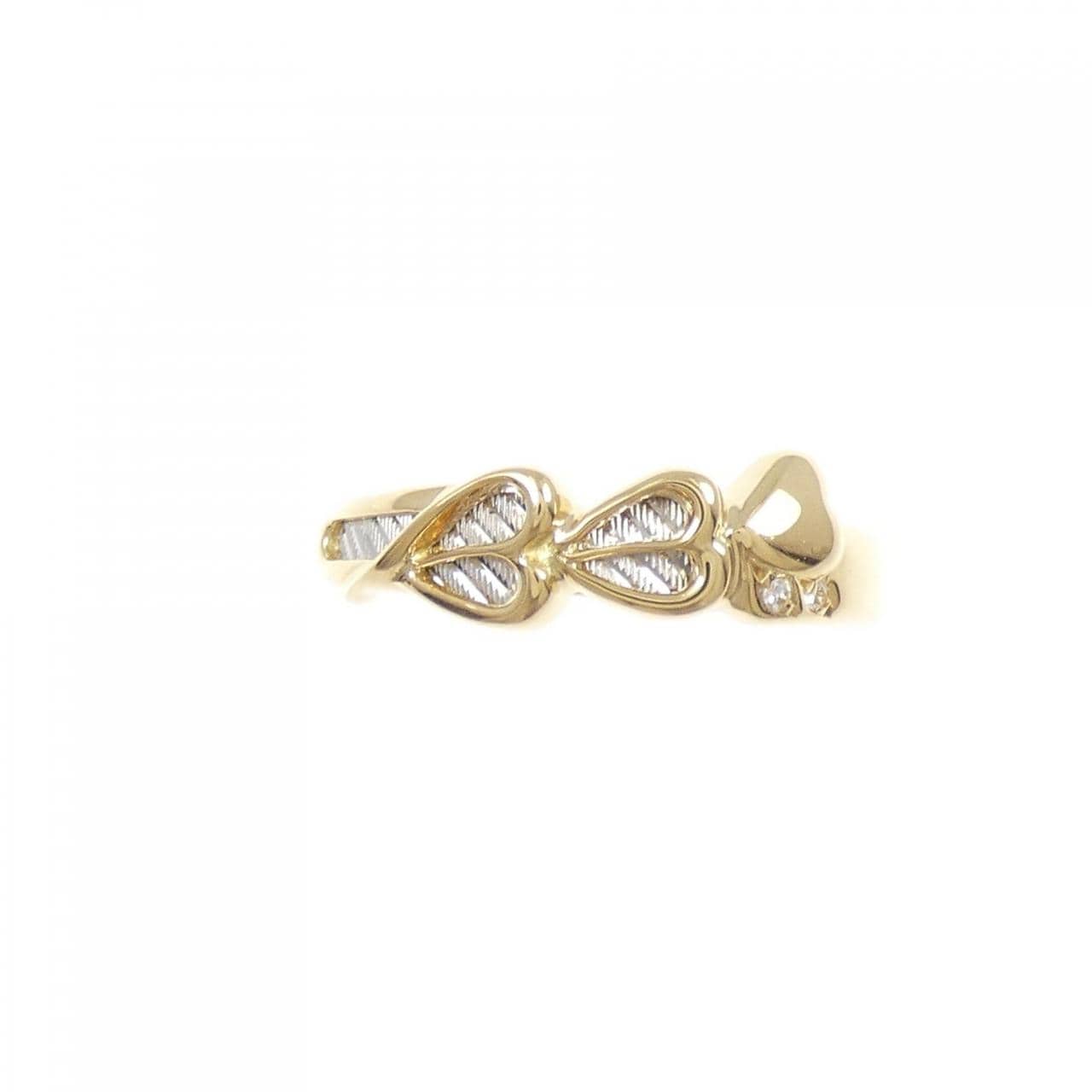 K18YG/PT900 ハート ダイヤモンド リング