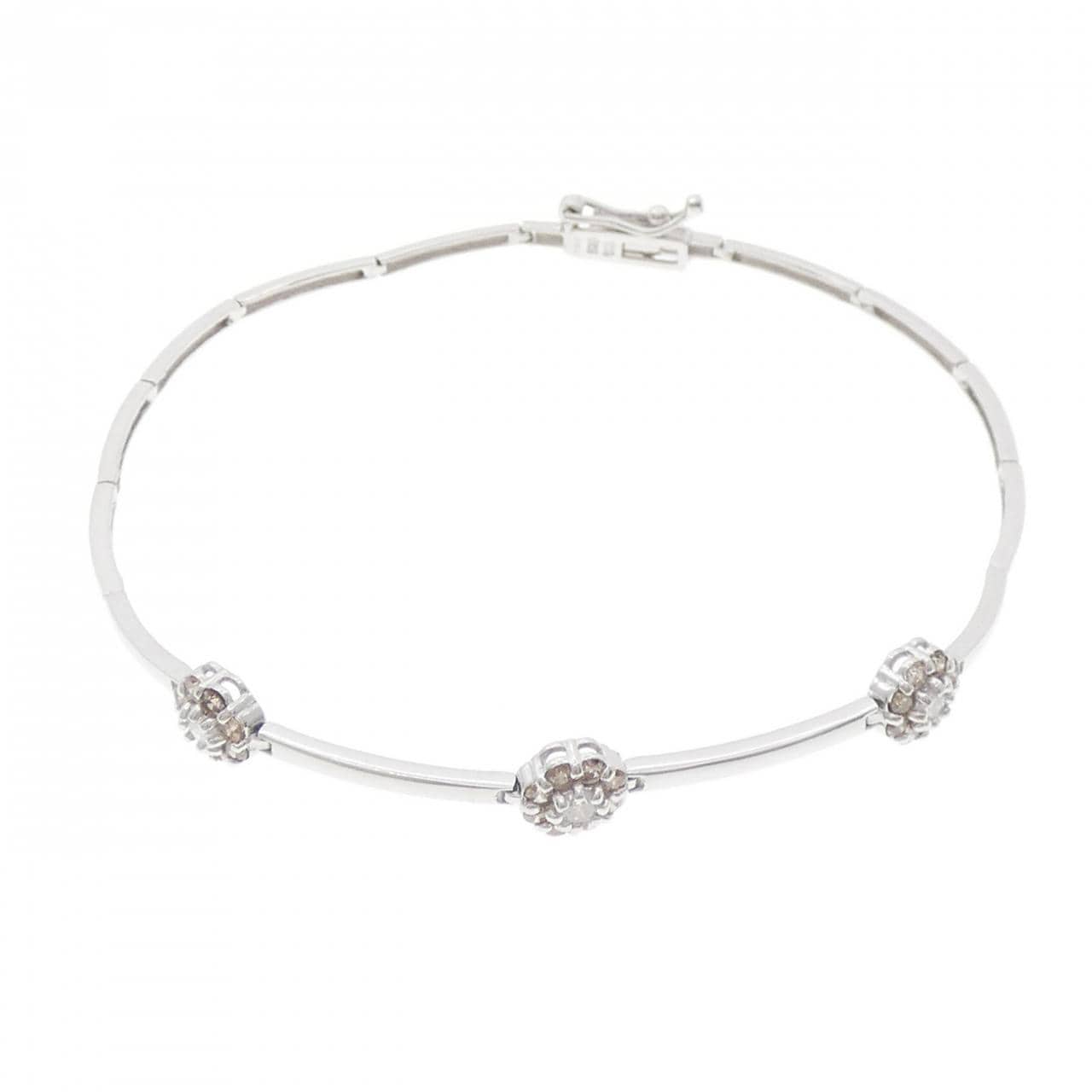 K18WG Flower Diamond Bracelet 0.50CT