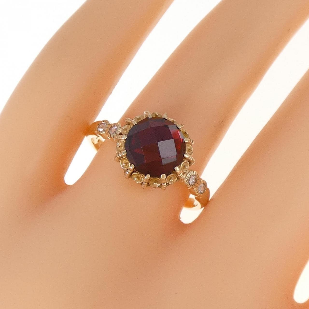 K14YG ガーネット リング 2.05CT