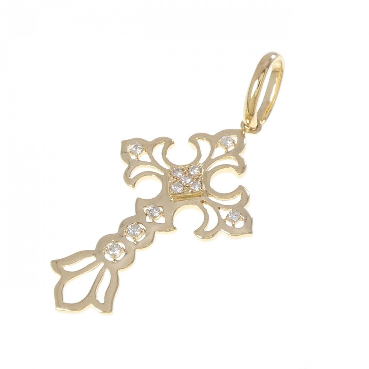 K18YG クロス ダイヤモンド ペンダント 0.23CT