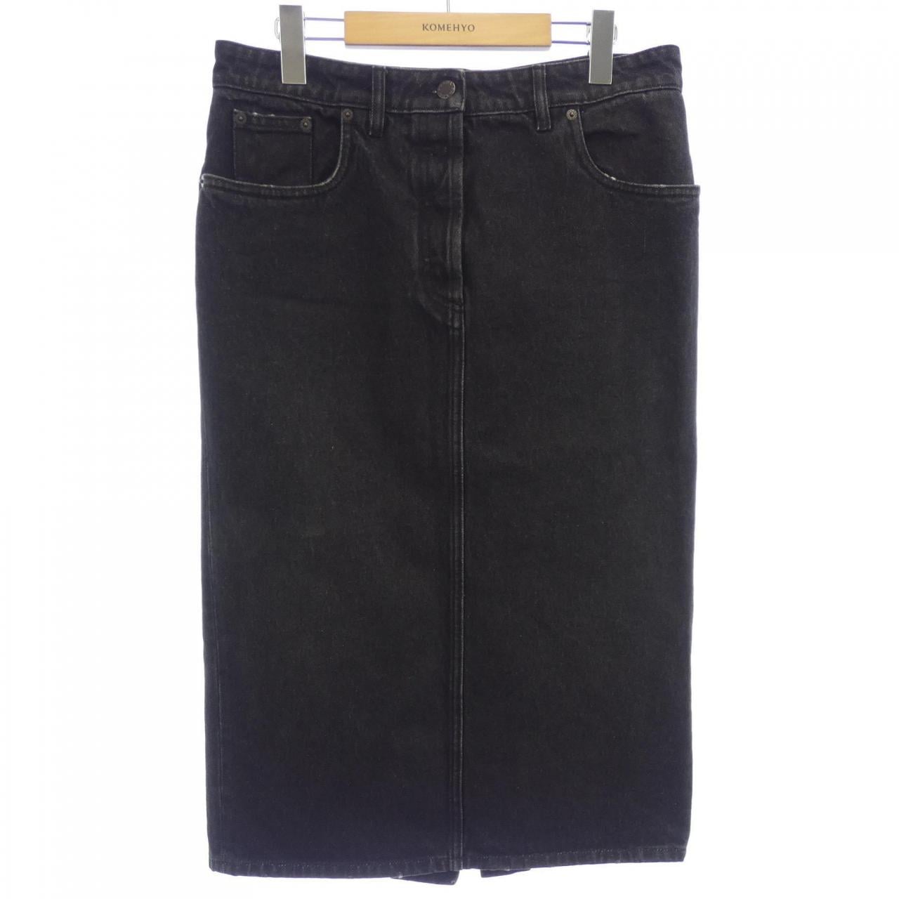 Prada Triangle Logo Denim Long Skirt GFD163 S222 109N