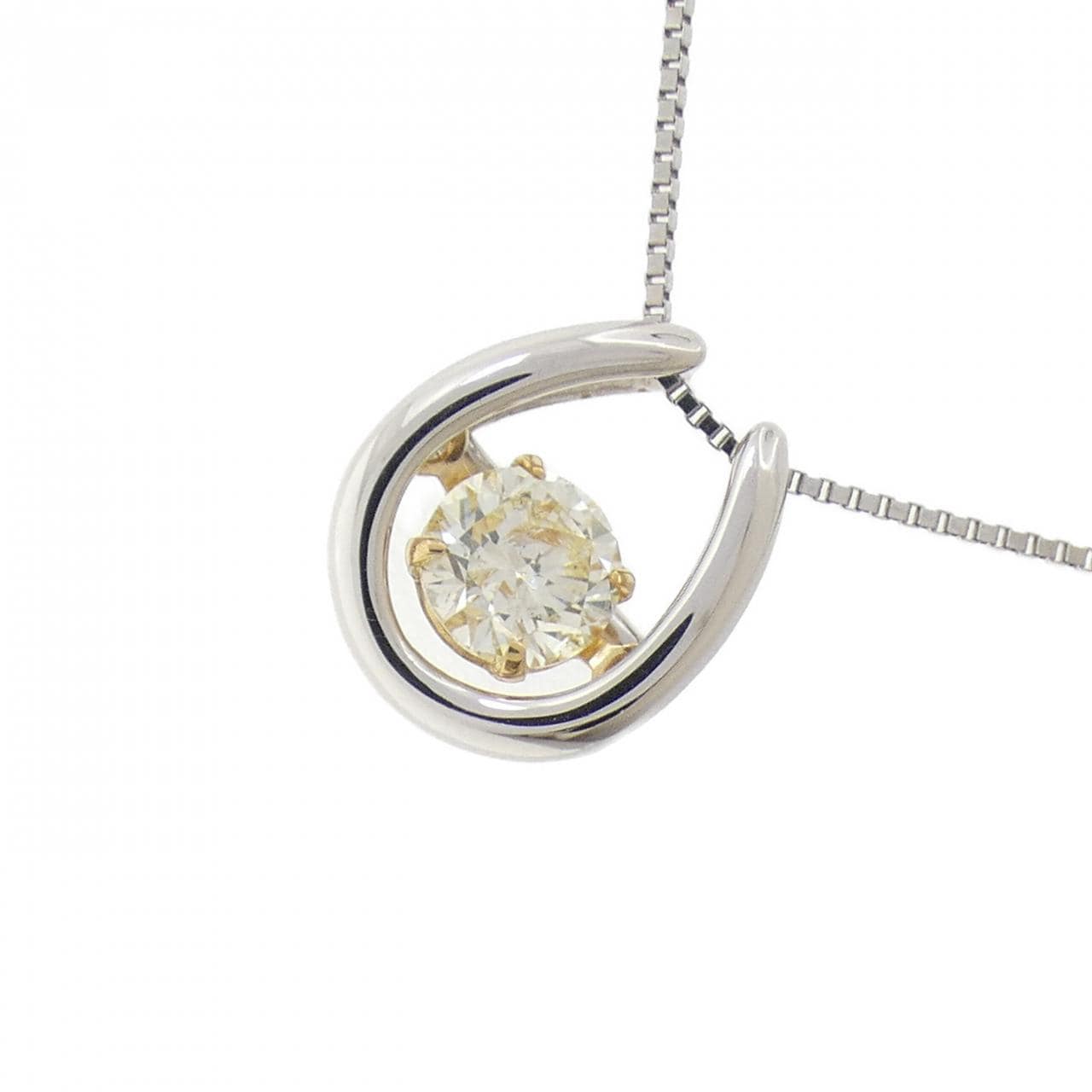 PT900/K18YG/PT850 ホースシュー ダイヤモンド ネックレス 0.40CT