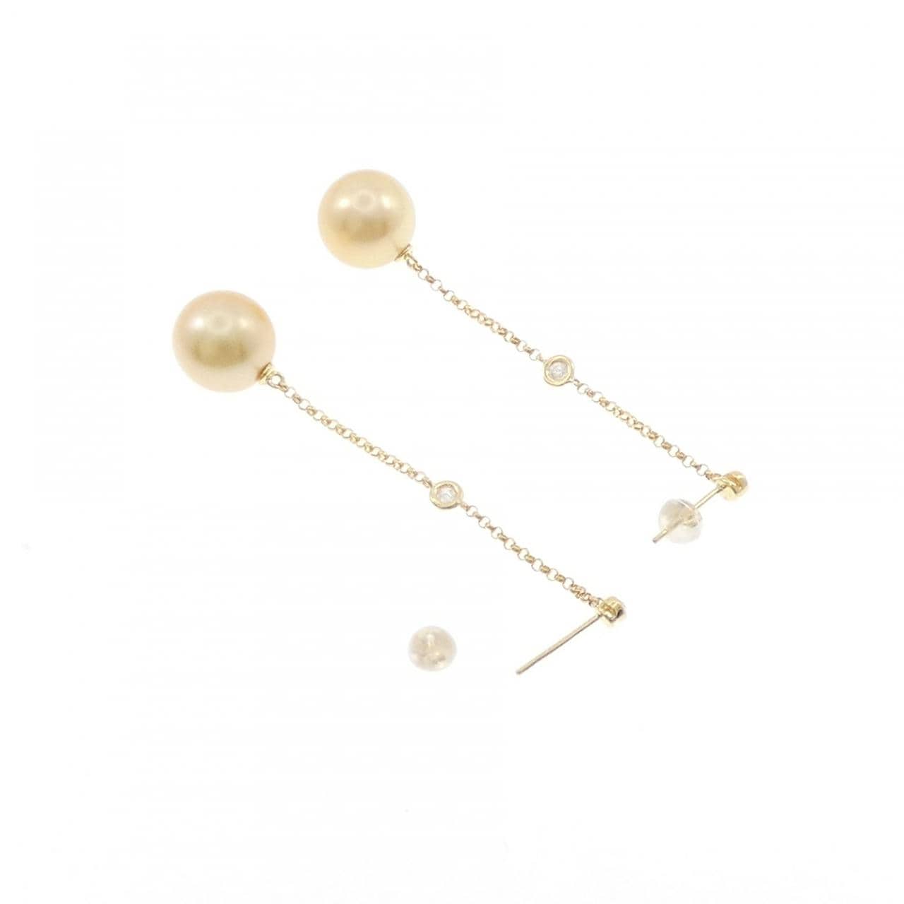 K18YG 白蝶パール ピアス 12mm