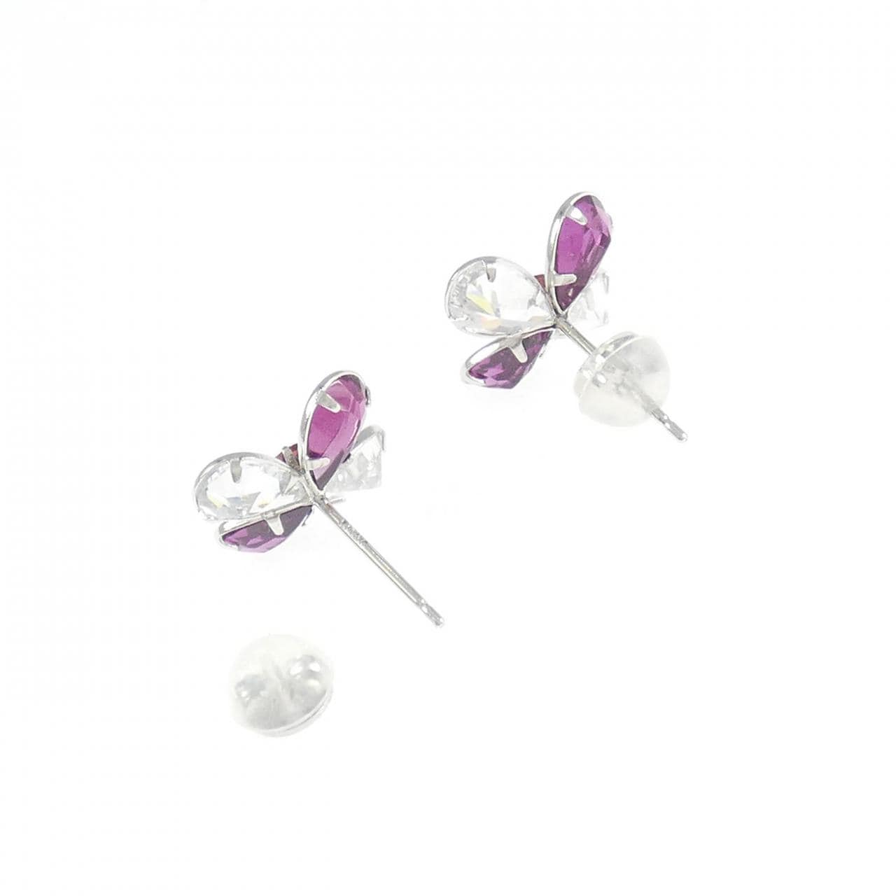 K14WG フラワー ガーネット ピアス