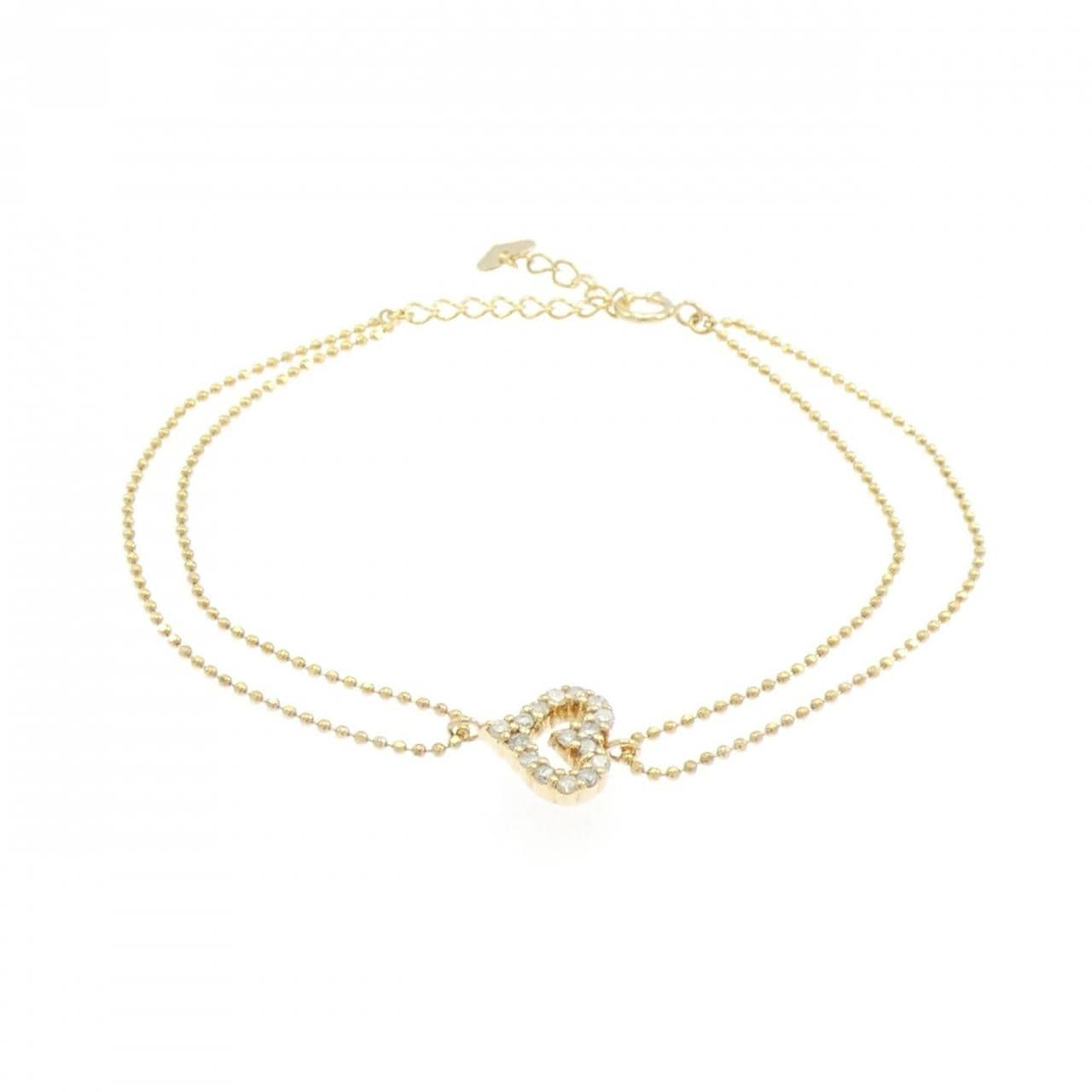 K18YG ハート ダイヤモンド ブレスレット 0.20CT