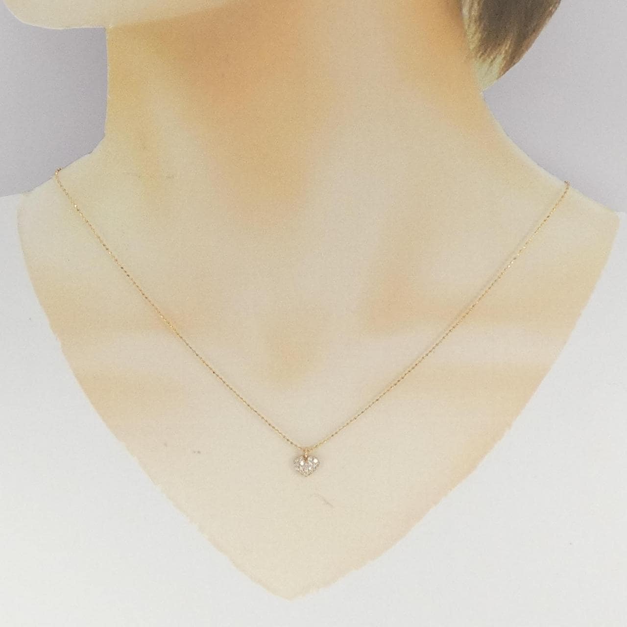 K18PG ハート ダイヤモンド ネックレス 0.19CT
