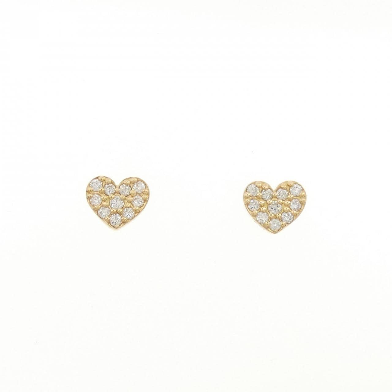 K18YG ハート ダイヤモンド ピアス 0.104CT