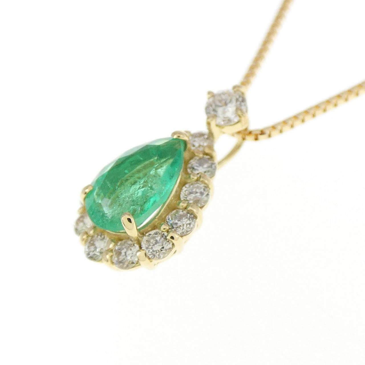 [BRAND NEW] K18YG emerald necklace 0.29CT