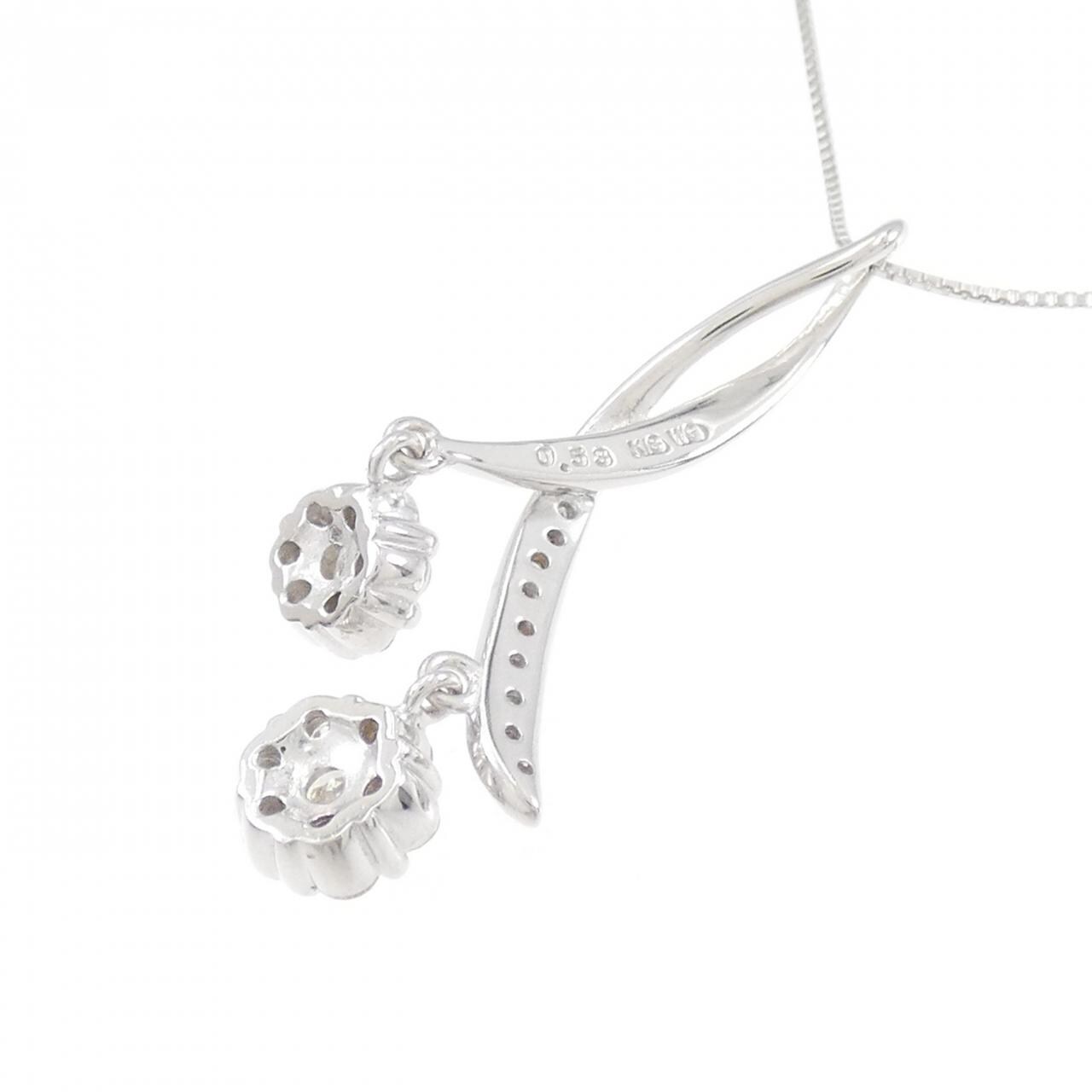 K18WG フラワー ダイヤモンド ネックレス 0.53CT