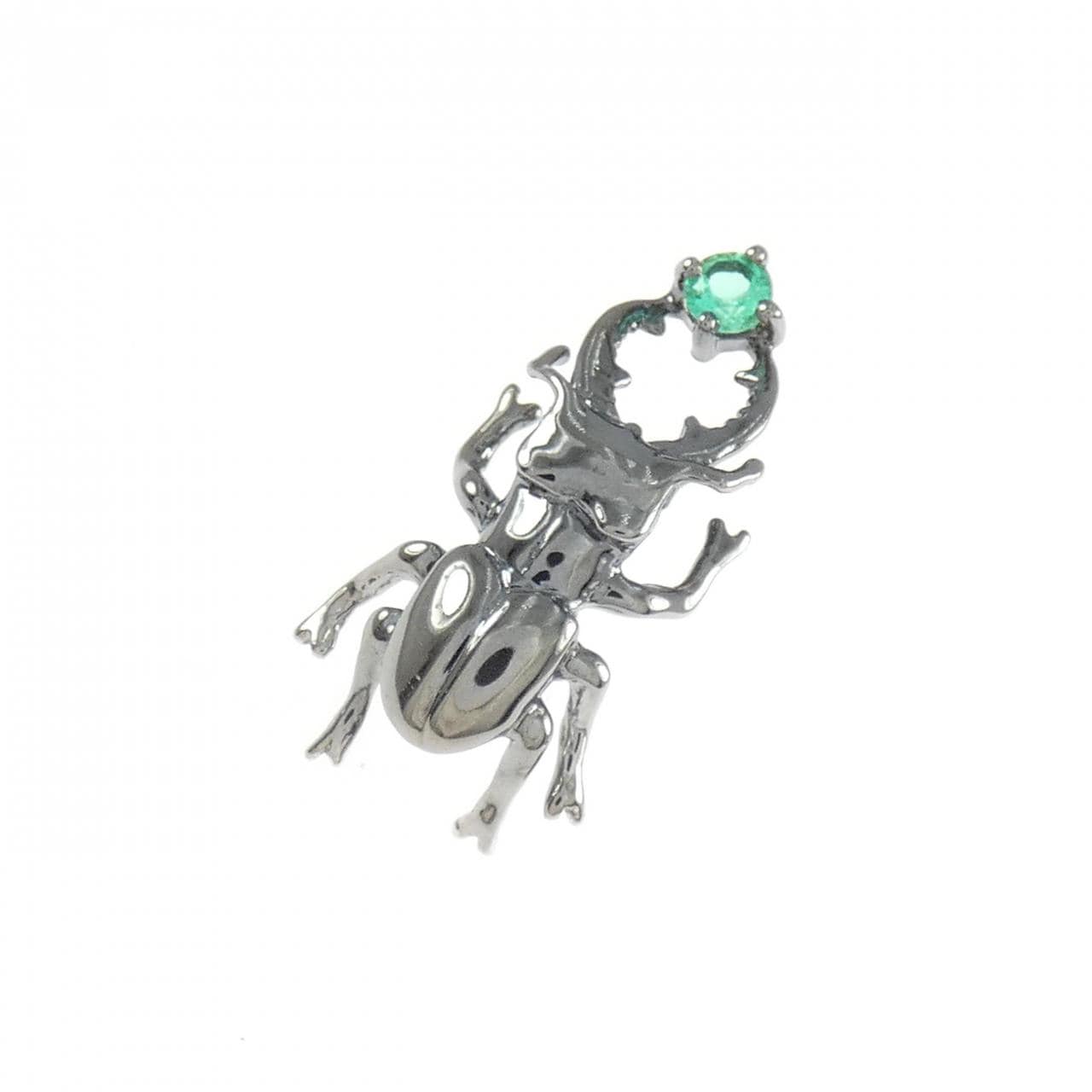 K18BG/K18WG クワガタ エメラルド ブローチ 0.07CT