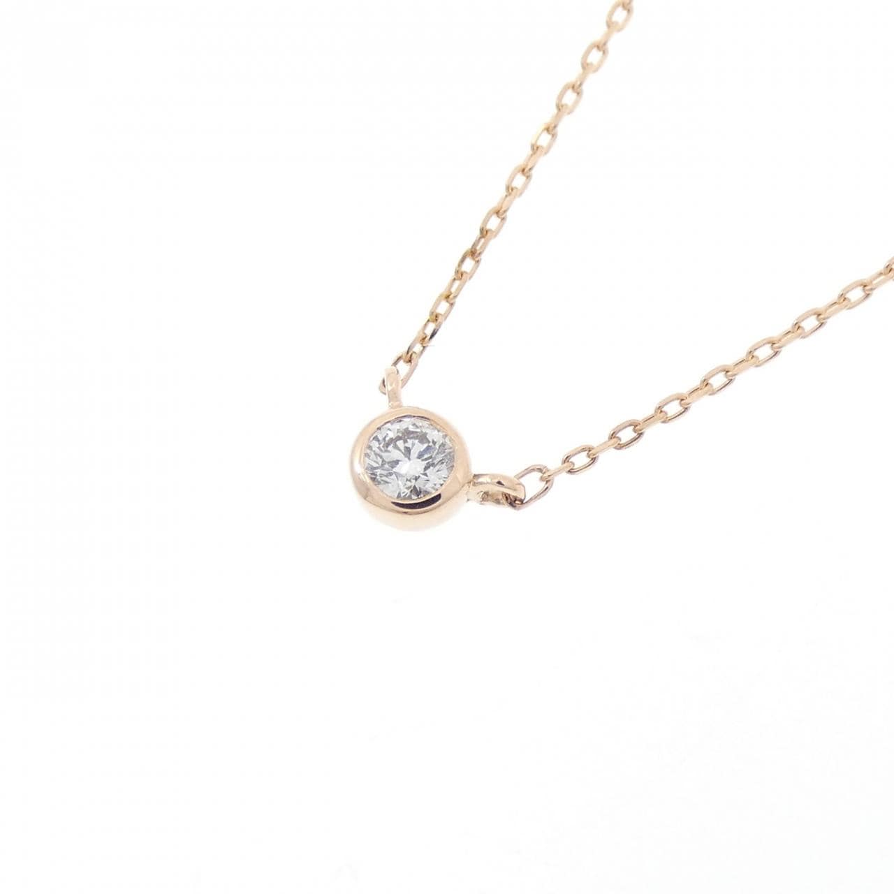 K10PG/K18PG ソリティア ダイヤモンド ネックレス 0.05CT
