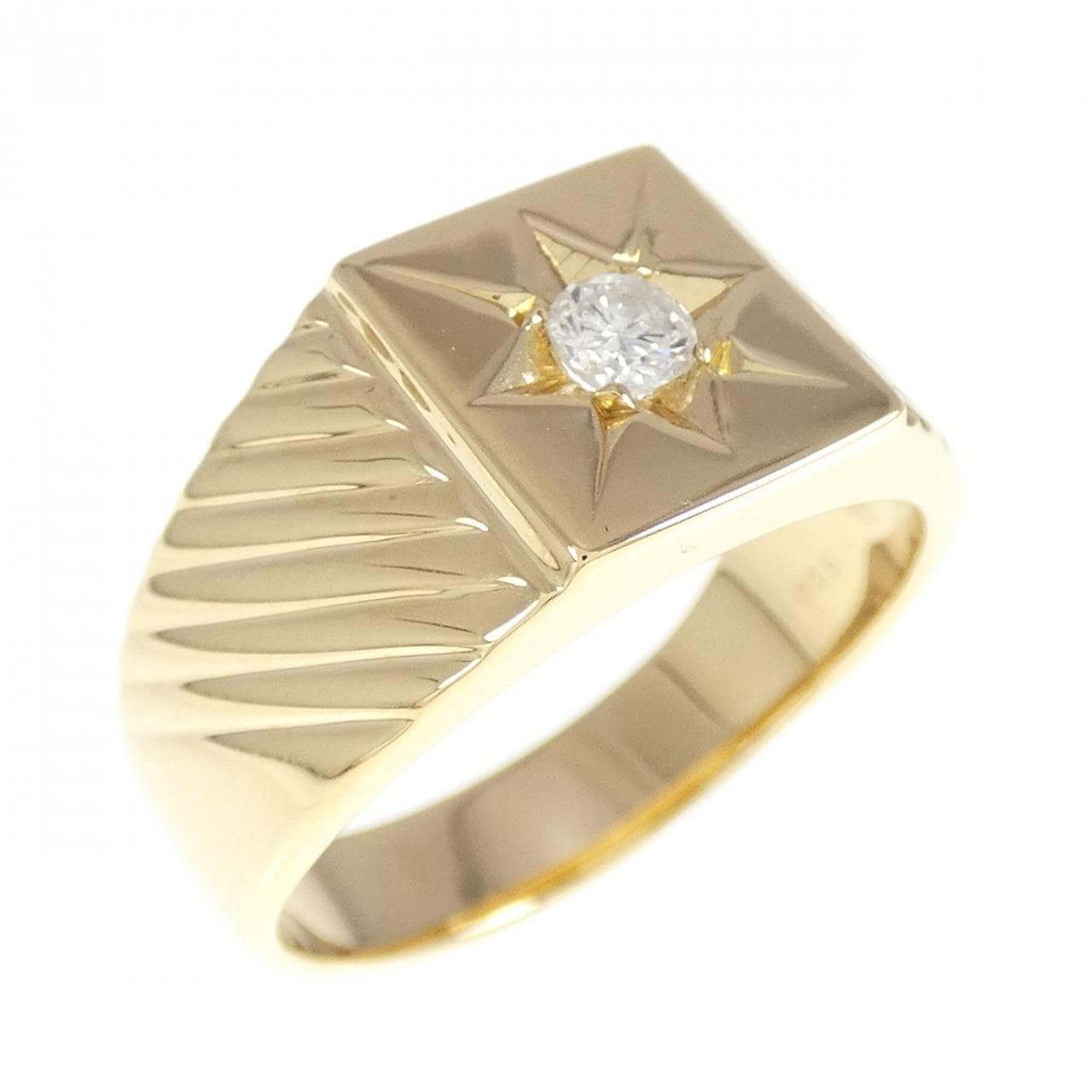 K18YG 印台 ダイヤモンド リング 0.15CT