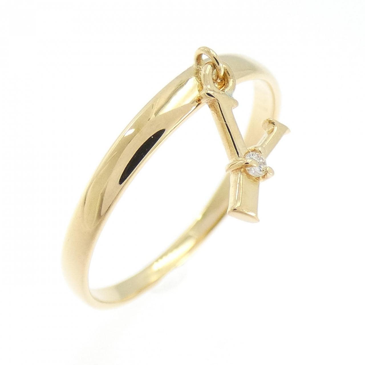 K18YG イニシャルY ダイヤモンド リング 0.01CT