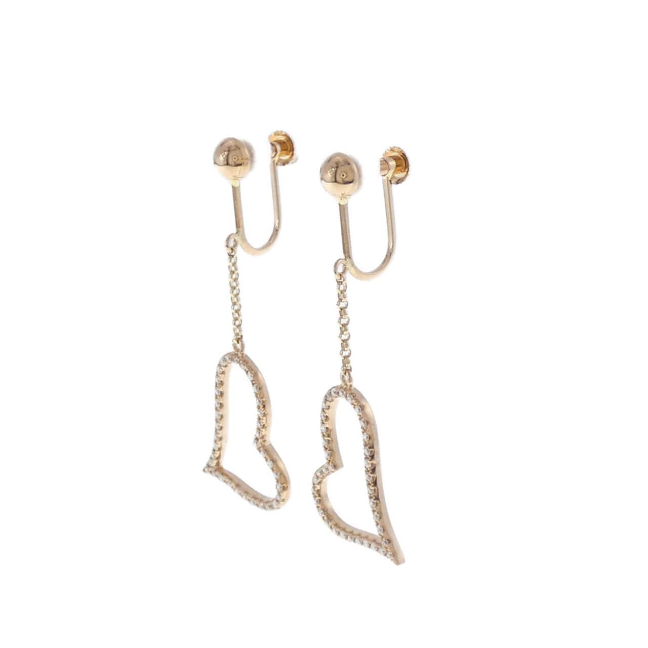 K18PG ハート ダイヤモンド イヤリング 0.24CT