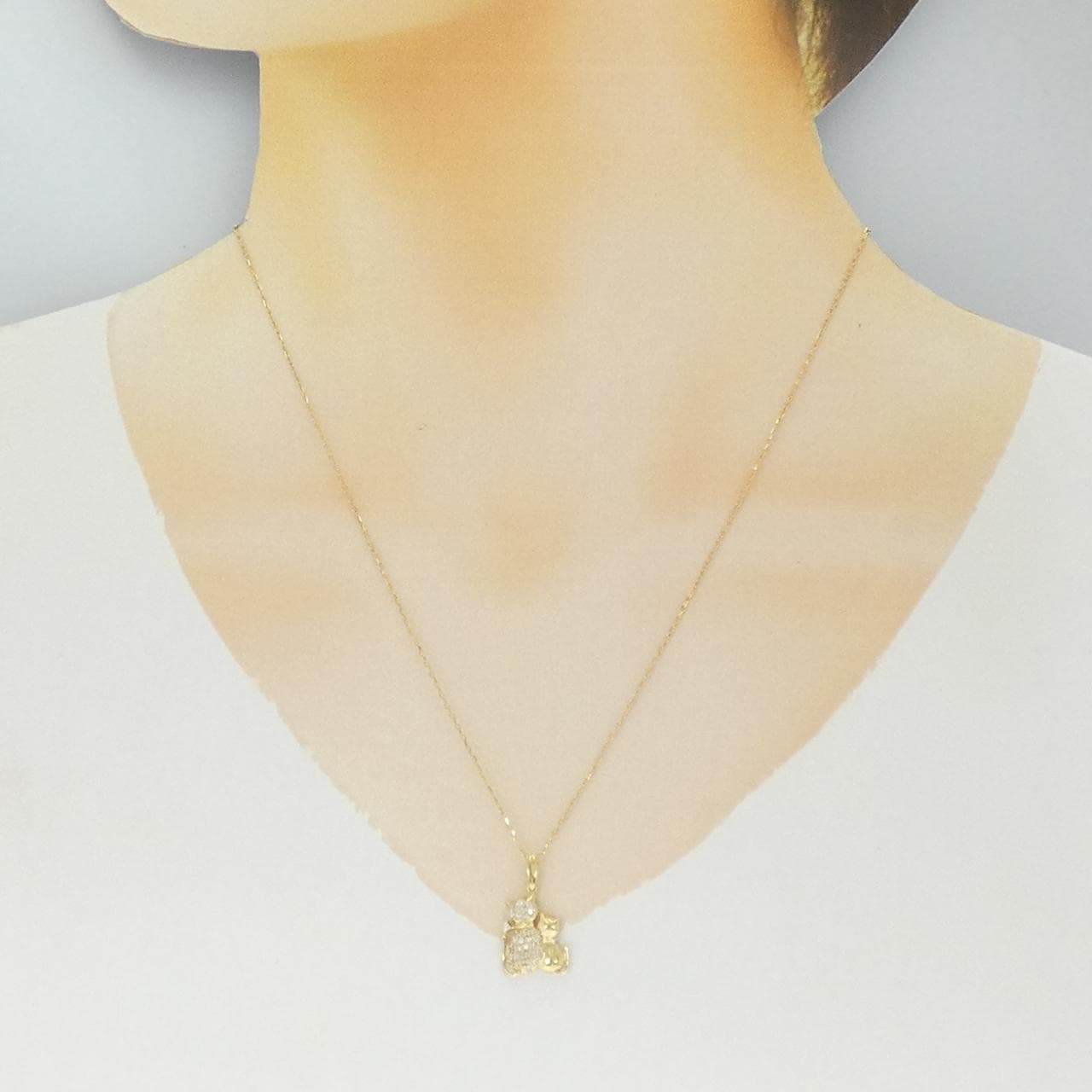 K18YG キャット ダイヤモンド ネックレス 0.18CT