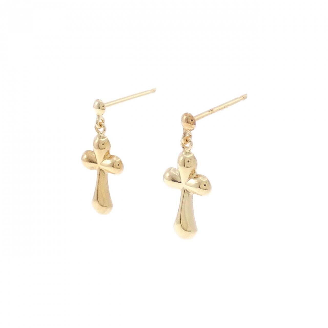 [BRAND NEW] K18YG cross earrings