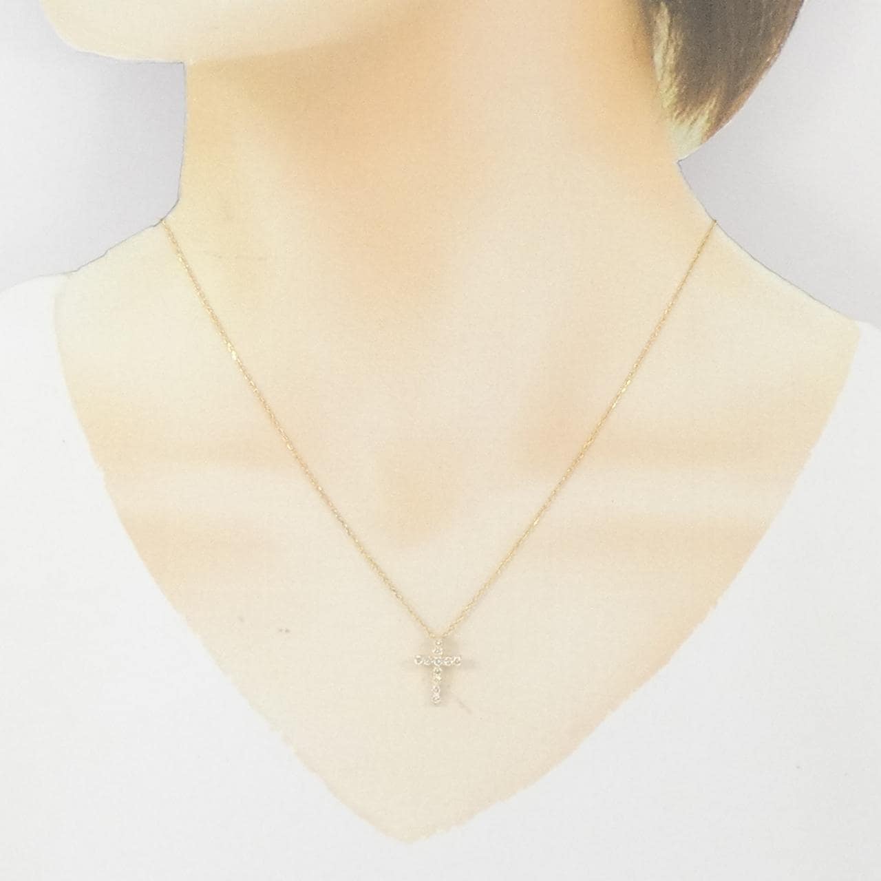 K18YG クロス ダイヤモンド ネックレス 0.23CT
