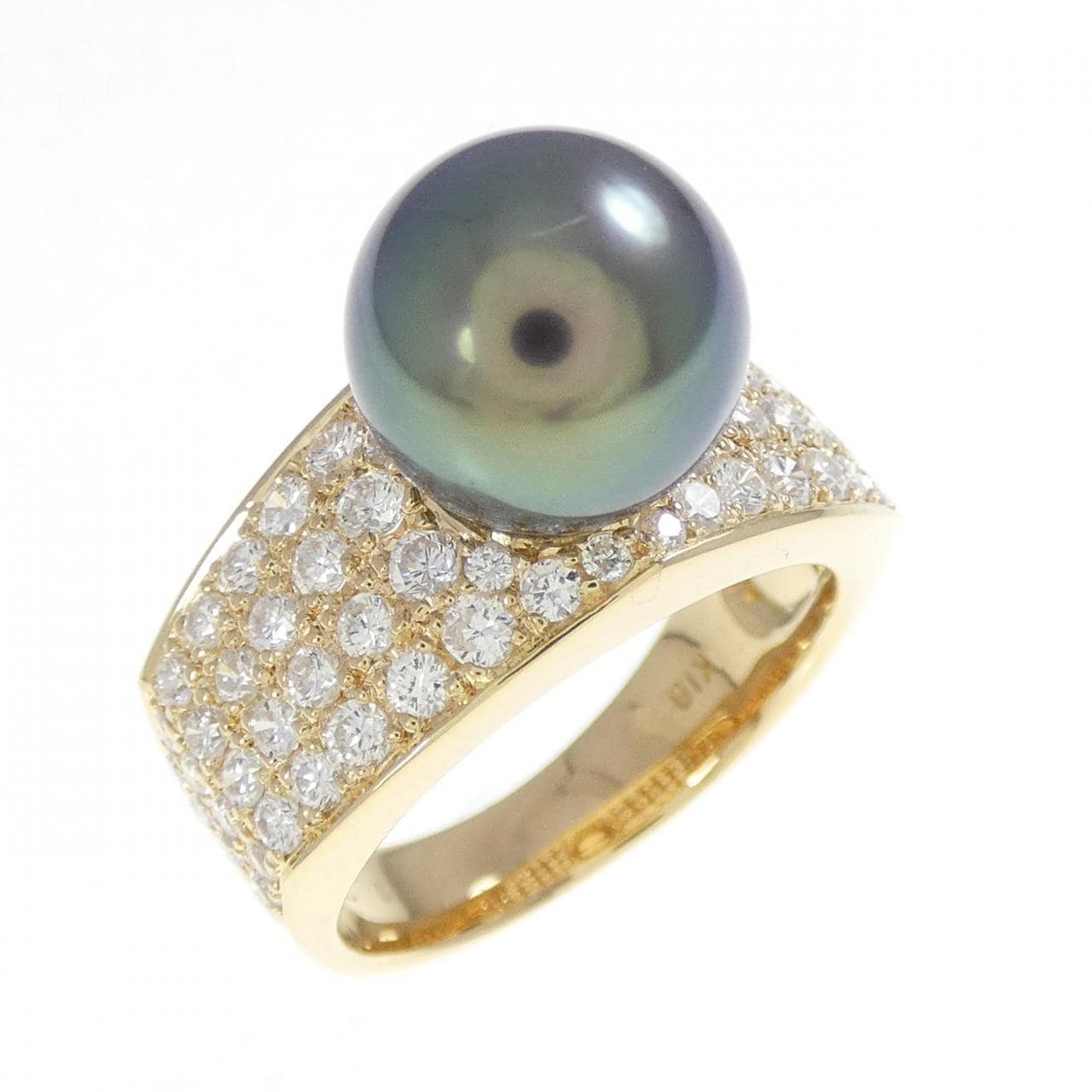 K18YG 黒蝶パール リング 9.7mm