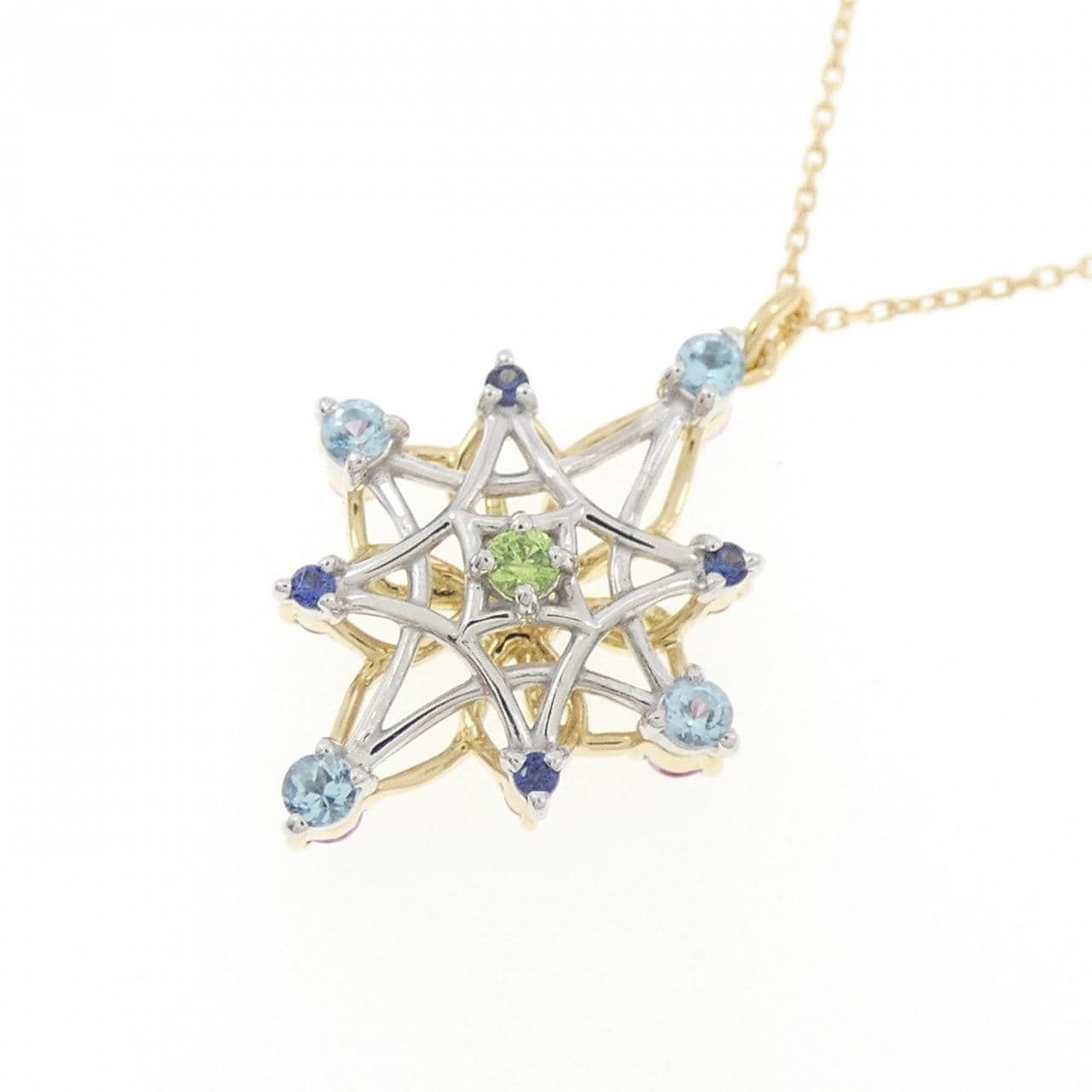 K18YG/K18WG カラーストーン ネックレス