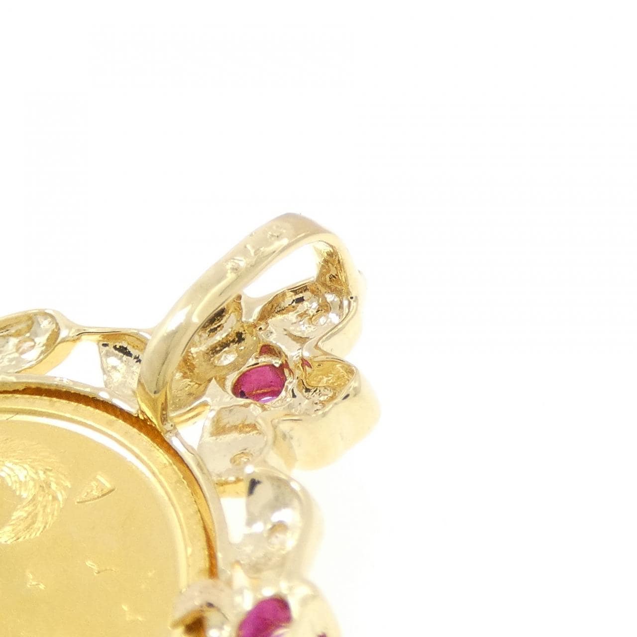 K18YG(枠) ルビー コイン 0.70CT ペンダント