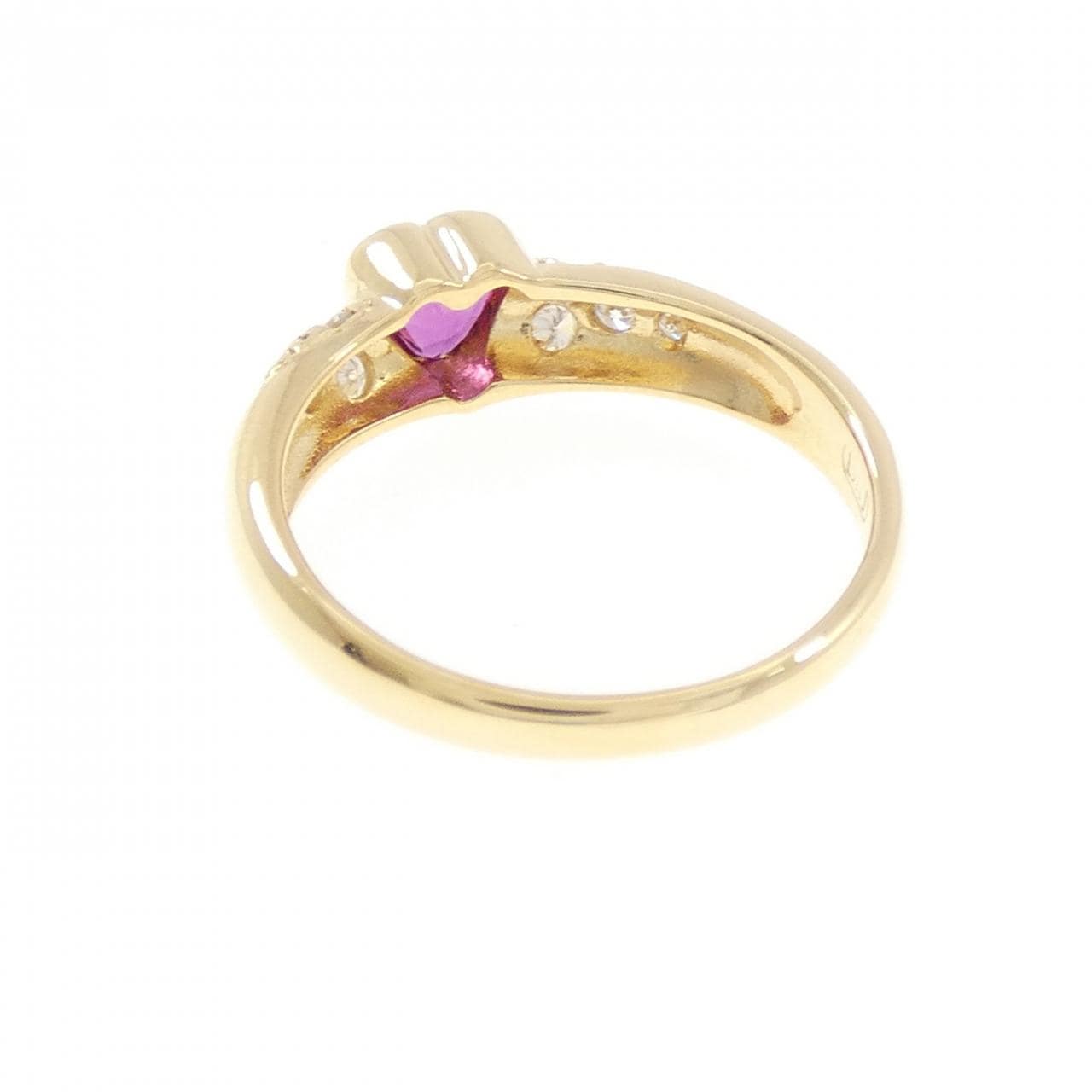 K18YG ハート ルビー リング 0.32CT